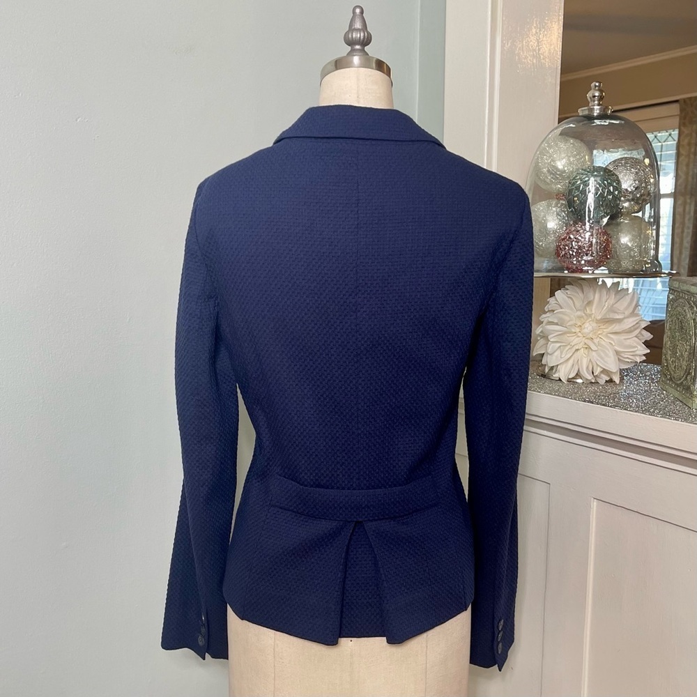 VINCE Navy Blue Cotton Stretch Textured Blazer Jacket 8 NWT - Picture 7 of 12